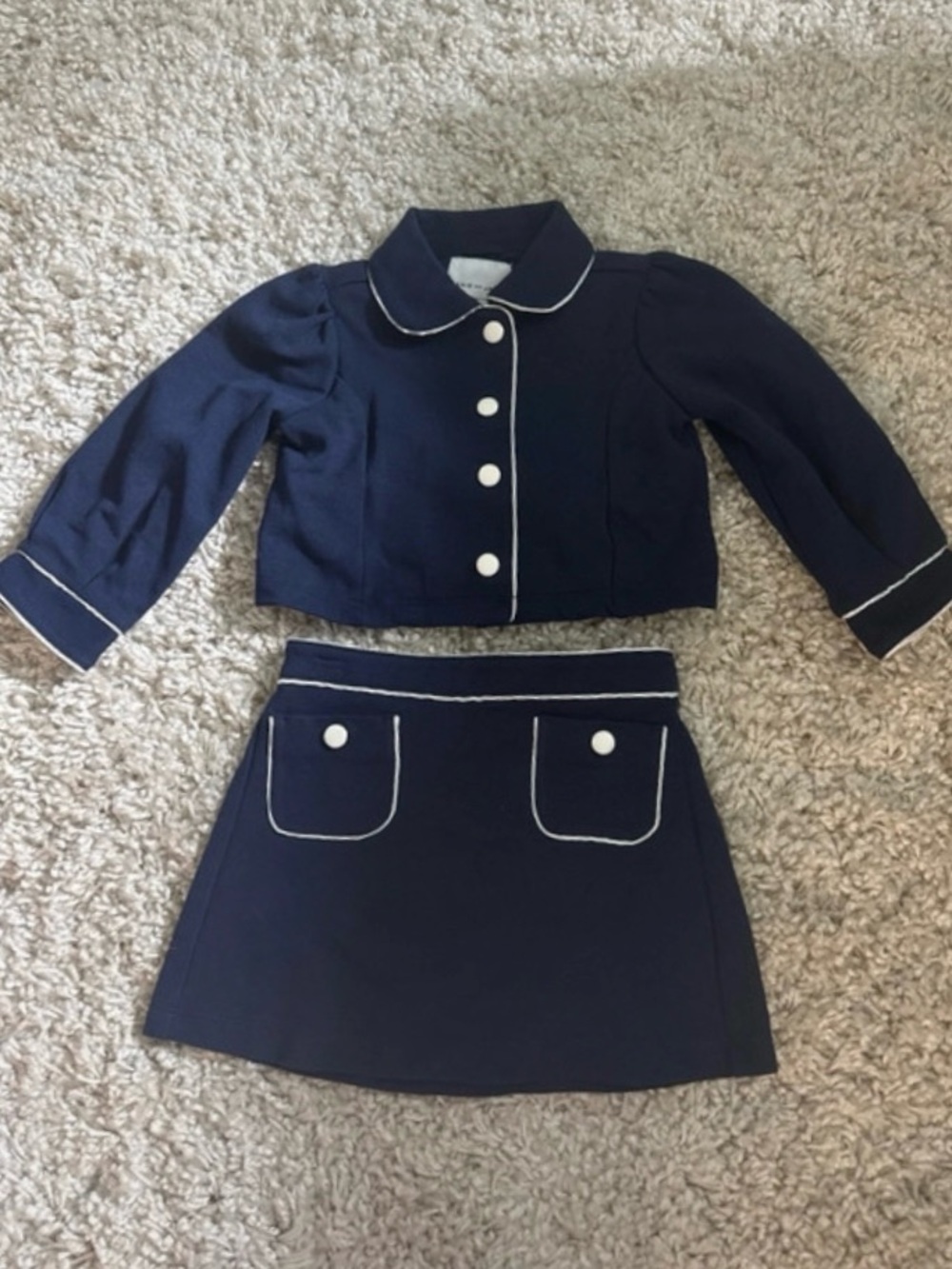 JANIE and JACK 2 PC JACKET & SKIRT NAVY NWOT 18-24 M